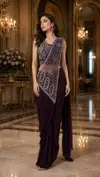 Ready To Wear Saree Imported Lycra Beads Work Readymade Saree